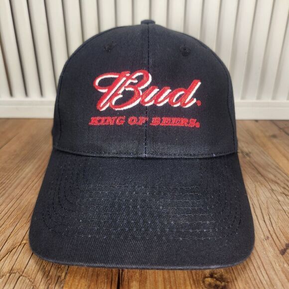 Bud King of Beers Hat Cap Snapback Black Budweiser Driver Brand Embroidered Ad - Picture 2 of 10